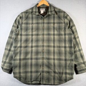L.L Bean Katahdin Iron Works Nor Easter Cotton Plaid Lined Shacket Mens L Tall